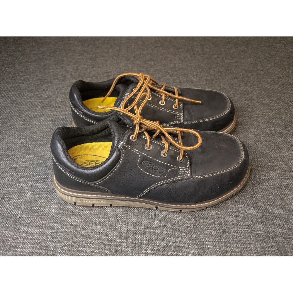 KEEN Utility Mens Safety Toe Work Lace Shoes Black Leather Slip Resistant 7.5D
